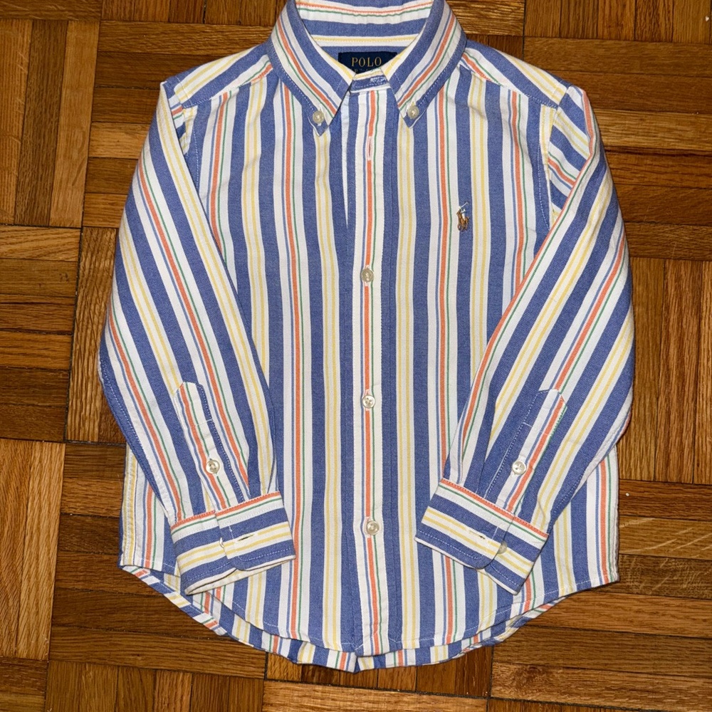 Polo by Ralph Lauren Kids Striped Oxford Shirt - Blue, Yellow, Orange